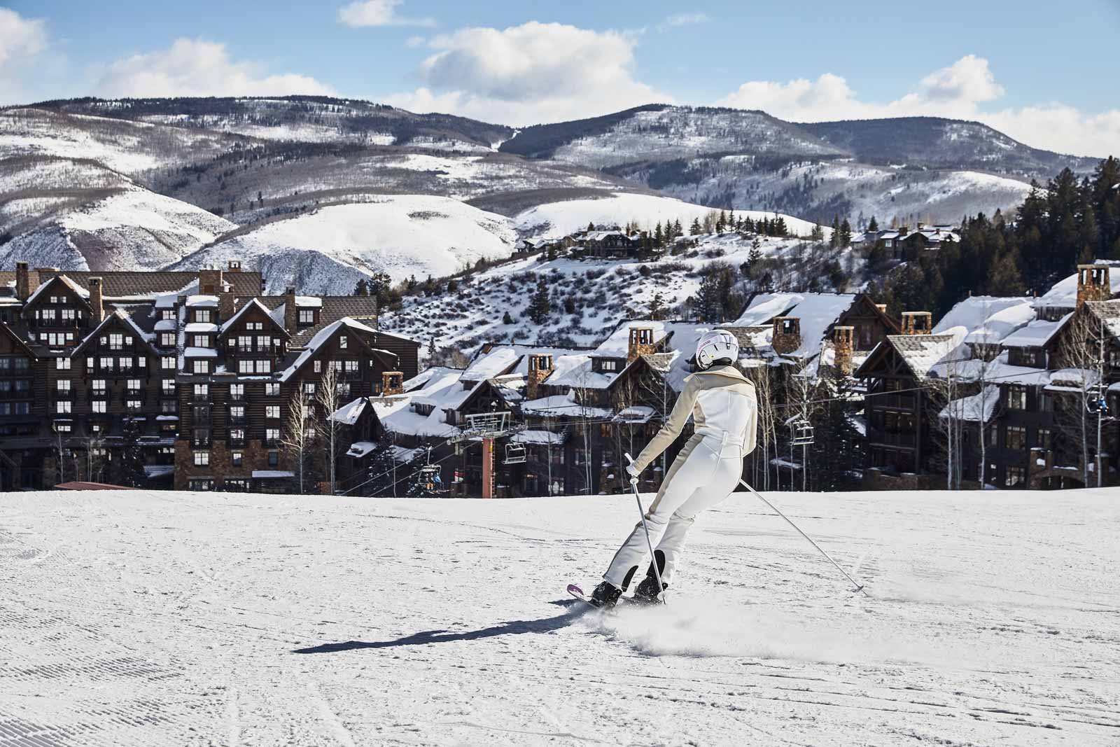 Skier at the Ritz Carlton, Bachelor Gulch